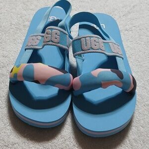 UGG Zuma Blue Camopop Sling Sandals Size 5 Big Girls